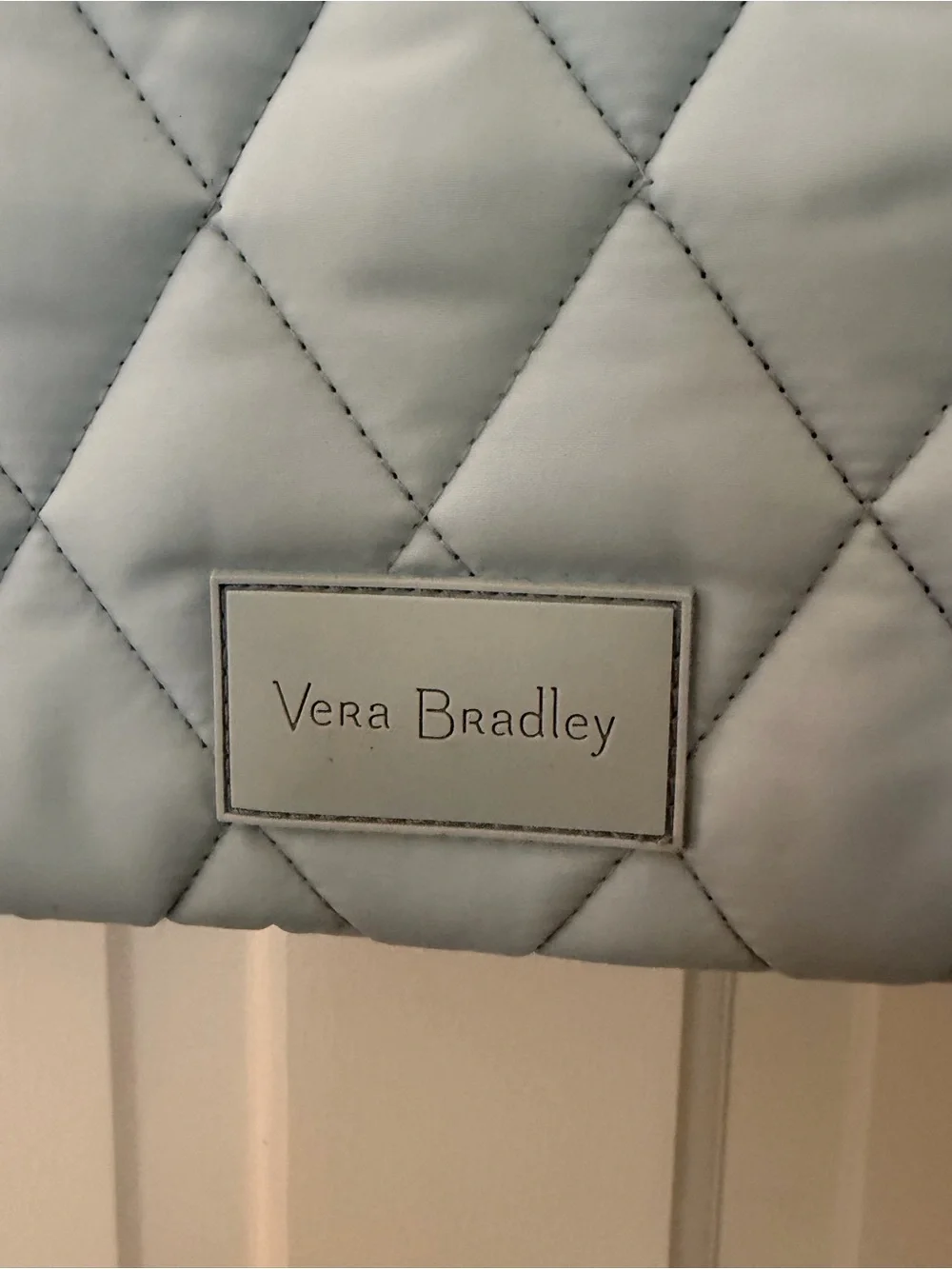 Vera Bradley laptop sleeve light, blue quilted laptop bag handles no strap